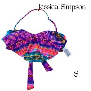 Jessica Simpson Multicolor pink purple halter strapless  Bikini Top size Small
